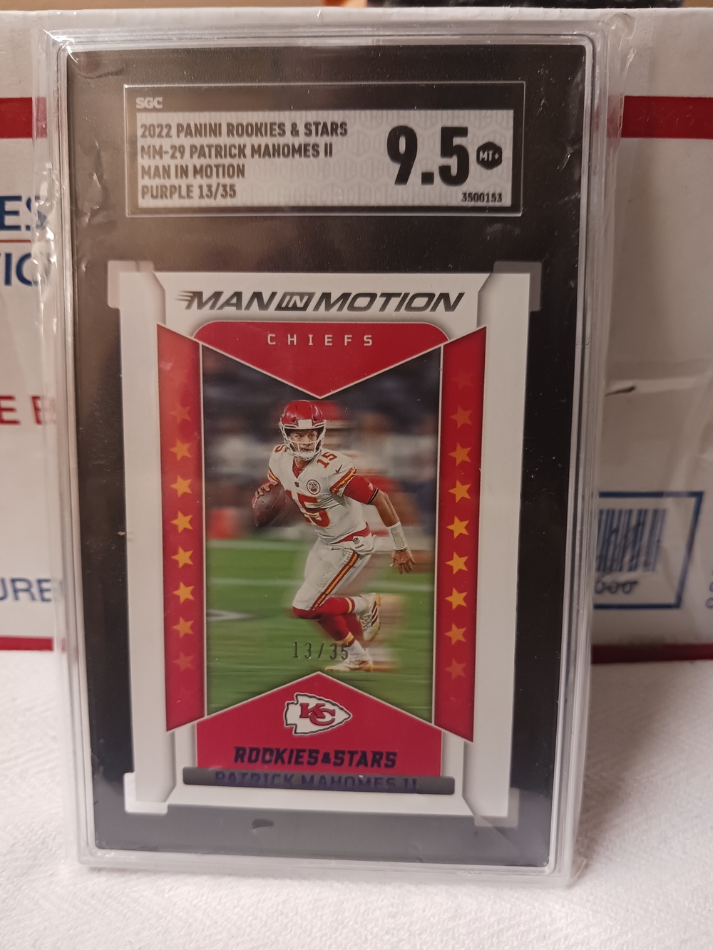 Patrick Mahomes II 2022 Panini Rookies & Stars Man In Motion  13/35 SGC MINT 9.5